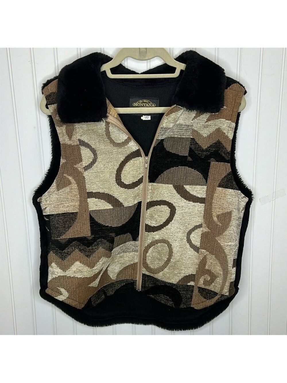 - The Great Montana Duster & Clothing Tapestry Faux Fur Vest Size Large